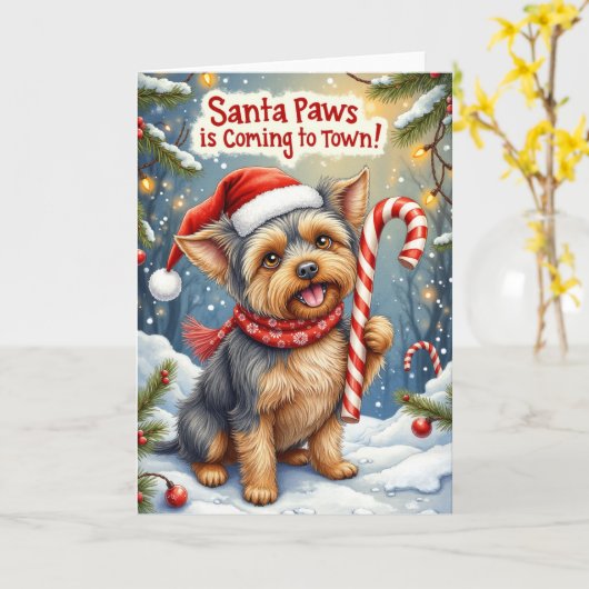 Santa Paws Affenpinscher Kerstgroet Kaart (Gele Bloem)