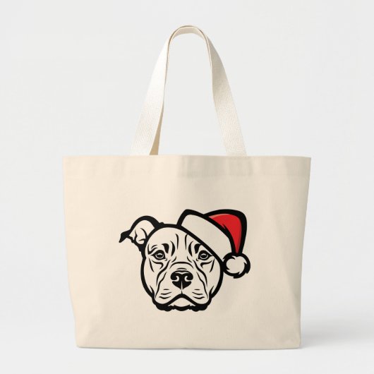 Santa Paws: AmStaff Dog in feestelijk Pet Grote Tote Bag (Voorkant)