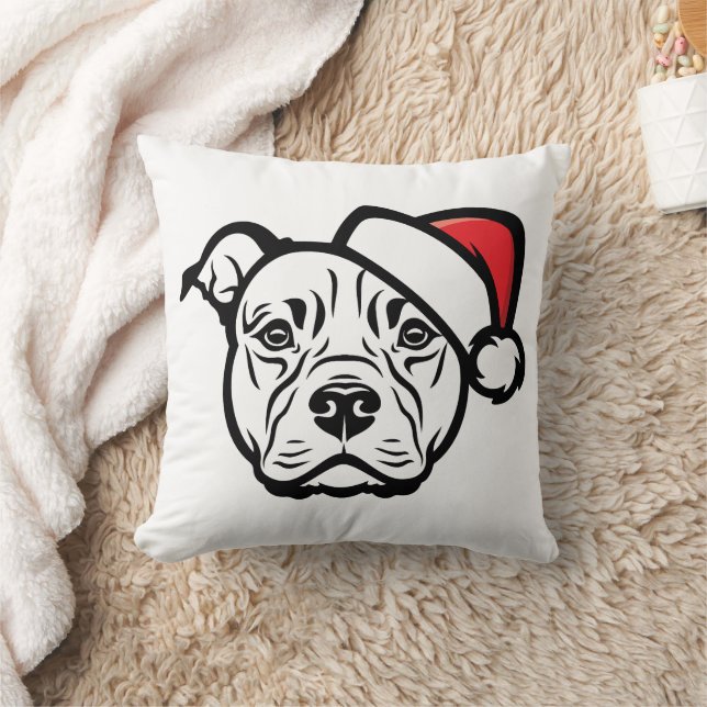Santa Paws: AmStaff Dog in feestelijk Pet Kussen (Deken)