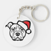 Santa Paws: AmStaff Dog in feestelijk Pet Sleutelhanger (Achterkant)