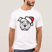 Santa Paws: AmStaff Dog in feestelijk Pet T-shirt (Voorkant)