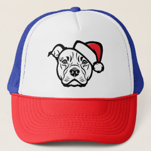 Santa Paws: AmStaff-hond met feestelijke hoed Trucker Pet