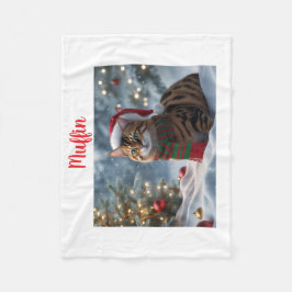 Santa Paws Bengal Cat Christmas Personalized  Fleece Deken