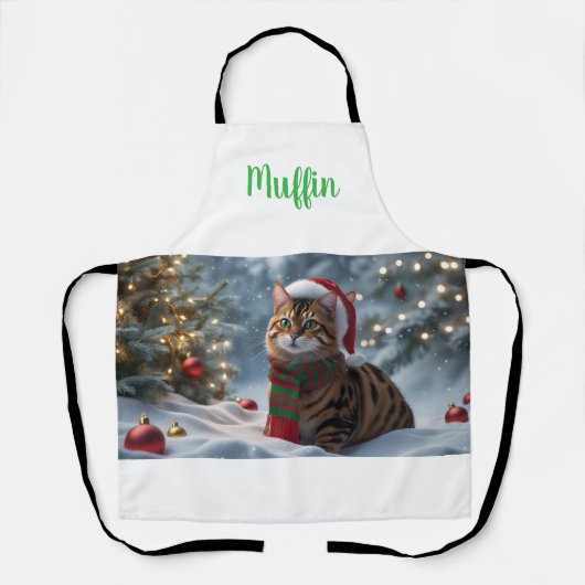 Santa Paws Bengal Cat Christmas Personalized  Schort (Voorkant)