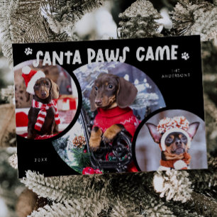 Santa Paws Black Dog Foto Vakantie Kaart