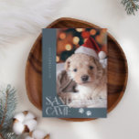 Santa Paws Came Dog Photo Slate Blue Christmas Feestdagenkaart<br><div class="desc">Schattigee en grappige kerstvakantie foto sjabloon kaart voor hondenbezitters met een typografie tekst die zegt "Santa Paws Came" met een foto van uw hond. De achtergrond is leisteen blauw.</div>