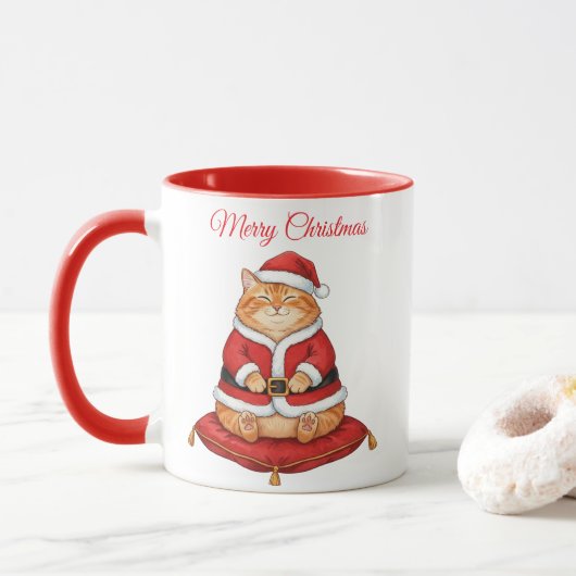 Santa Paws Cat Christmas Coffee Mug Mok (Met donut)
