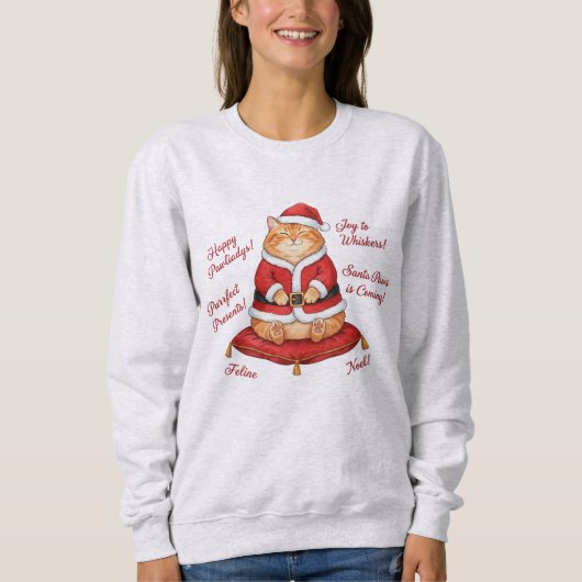 Santa Paws Cat Christmas Sweatshirt (Voorkant)