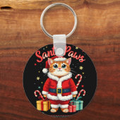 Santa Paws Cat Santa Hat Christmas Kitten Xmas Ugl Sleutelhanger (Voorkant)
