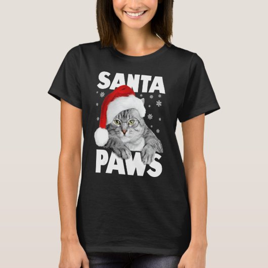Santa Paws Christmas Kitty Cat Funny 1 T-shirt (Voorkant)