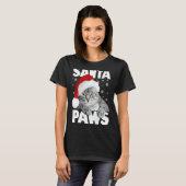 Santa Paws Christmas Kitty Cat Funny T-shirt (Voorkant volledig)