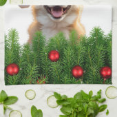 Santa Paws Corgi Holiday Kitchen Design Theedoek (Gevouwen)