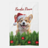Santa Paws Corgi Holiday Kitchen Design Theedoek (Verticaal)