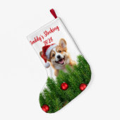 Santa Paws Corgi Holiday Stocking Kleine Kerstsok (Achterkant (Hangend))