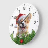 Santa Paws Corgi met Kerstkrans Grote Klok (Hoek)