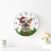 Santa Paws Corgi met Kerstkrans Grote Klok (Huis)