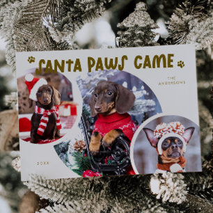 Santa Paws Cream Dog Photo Holiday Kaart