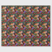 Santa Paws: de feestelijke verrassing van een staf Cadeaupapier (Vlak)