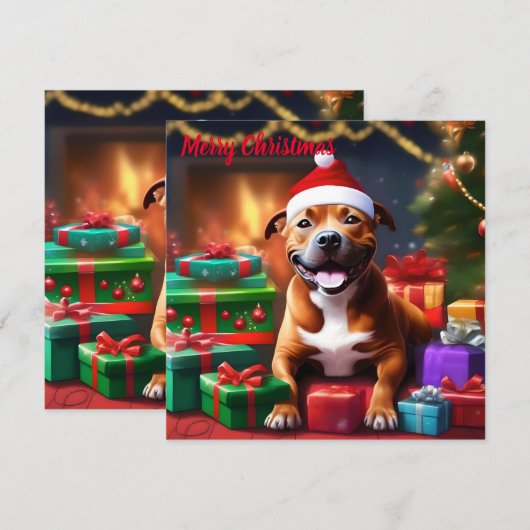 Santa Paws: de feestelijke verrassing van een staf Feestdagenkaart (Voorkant / Achterkant)