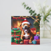 Santa Paws: de feestelijke verrassing van een staf Feestdagenkaart (Staand voorkant)