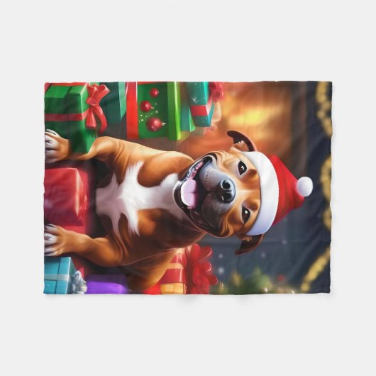 Santa Paws: de feestelijke verrassing van een staf Fleece Deken (Voorkant (Horizontaal))