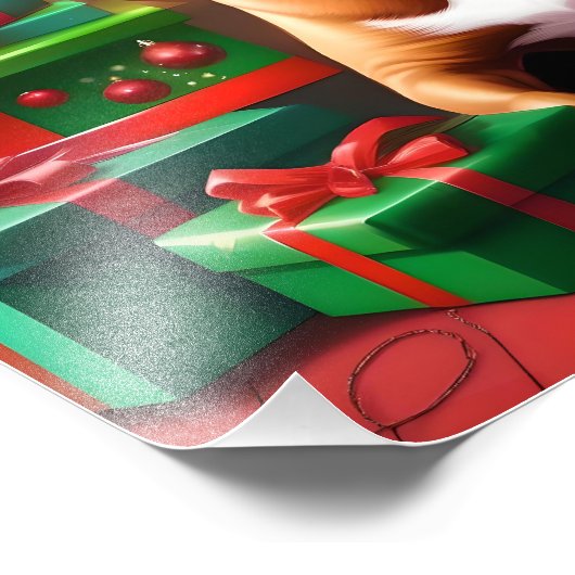 Santa Paws: de feestelijke verrassing van een staf Foto Afdruk (Hoek)