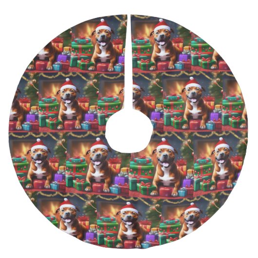 Santa Paws: de feestelijke verrassing van een staf Kerstboom Rok (Voorkant)