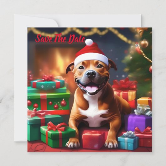Santa Paws: de feestelijke verrassing van een staf Save The Date (Voorkant)