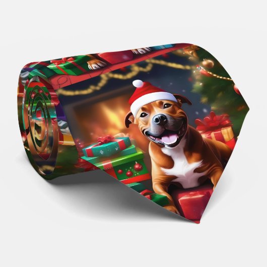 Santa Paws: de feestelijke verrassing van een staf Stropdas (Opgerold)