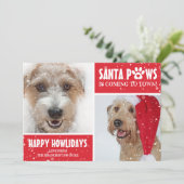 Santa Paws Dog Happy Howlidays Kerstmis Feestdagenkaart (Staand voorkant)