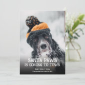 Santa Paws Dog Photo Christmas Feestdagenkaart (Staand voorkant)