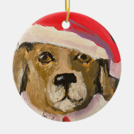 Santa Paws dog santa porselein ornament