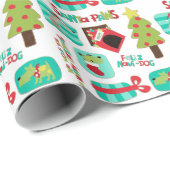 Santa Paws Dogs Persoonlijke Kerstmis Cadeaupapier (Rol Hoek)