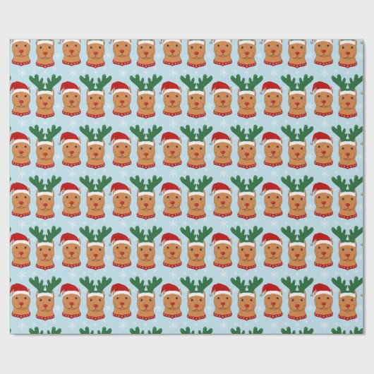 Santa Paws en rendier *Pit Bull* Cadeaupapier (Vlak)