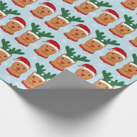 Santa Paws en rendier *Pit Bull* Cadeaupapier (Hoek)
