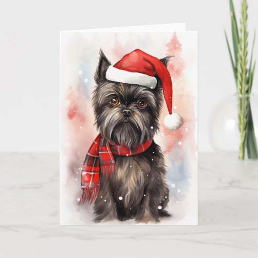 Santa Paws Feestelijke Affenpinscher Hond Kerstmis Bedankkaart (Voorkant)