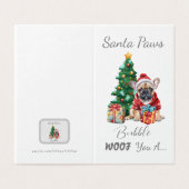  Santa Paws Frenchie Christmas Kaart (Buitenkant ongevouwen)