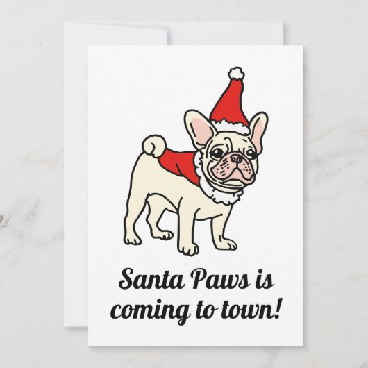 Santa Paws Frenchie Kerstmis Kaart (Voorkant)