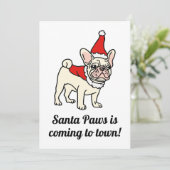 Santa Paws Frenchie Kerstmis Kaart (Staand voorkant)