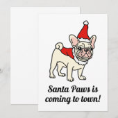 Santa Paws Frenchie Kerstmis Kaart (Voorkant / Achterkant)