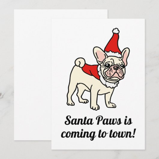 Santa Paws Frenchie Kerstmis Kaart (Voorkant / Achterkant)