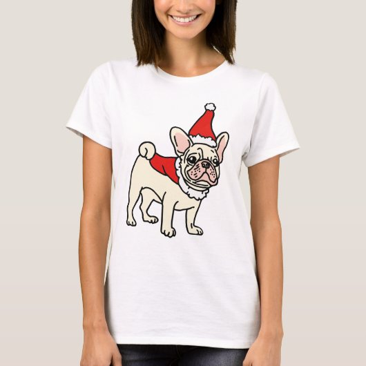 Santa Paws Frenchie Kerstmis T-shirt (Voorkant)