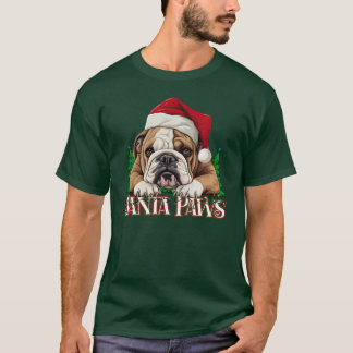 Santa Paws Funny English Bulldog Santa Christmas D T-shirt