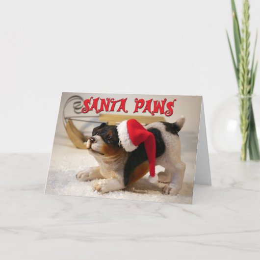 Santa Paws Funny Kerstmis - Voeg je DOG FOTO toe Kaart (Voorkant)