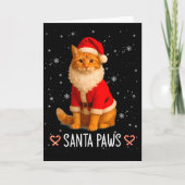 Santa Paws Funny Orange Tabby Cat Christmas Holida Kaart (Voorkant)