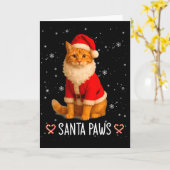 Santa Paws Funny Orange Tabby Cat Christmas Holida Kaart (Gele Bloem)
