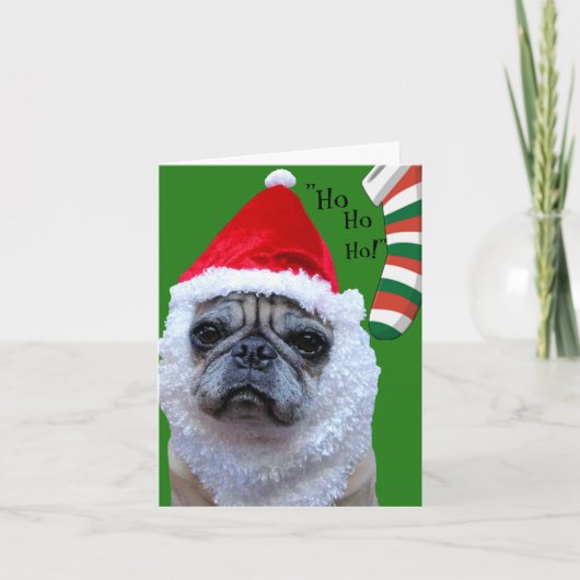Santa-Paws Funny Pug Kerst/Vakantie Kaart (Voorkant)