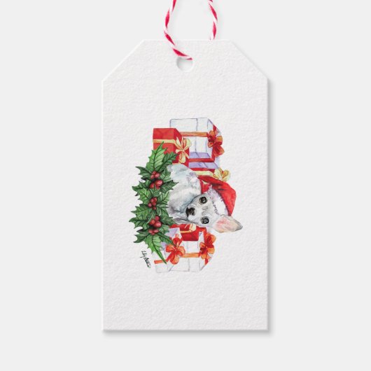 Santa Paws Gift Label - Christmas Chihuahua Cadeaulabel (Voorkant)