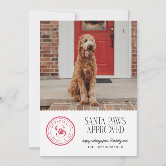 Santa Paws Goedgekeurd Huisdier Kerstkaart (Voorkant)