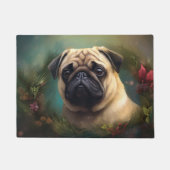 Santa Paws goedgekeurd: Pug passief feestelijk Deurmat (Voorkant)